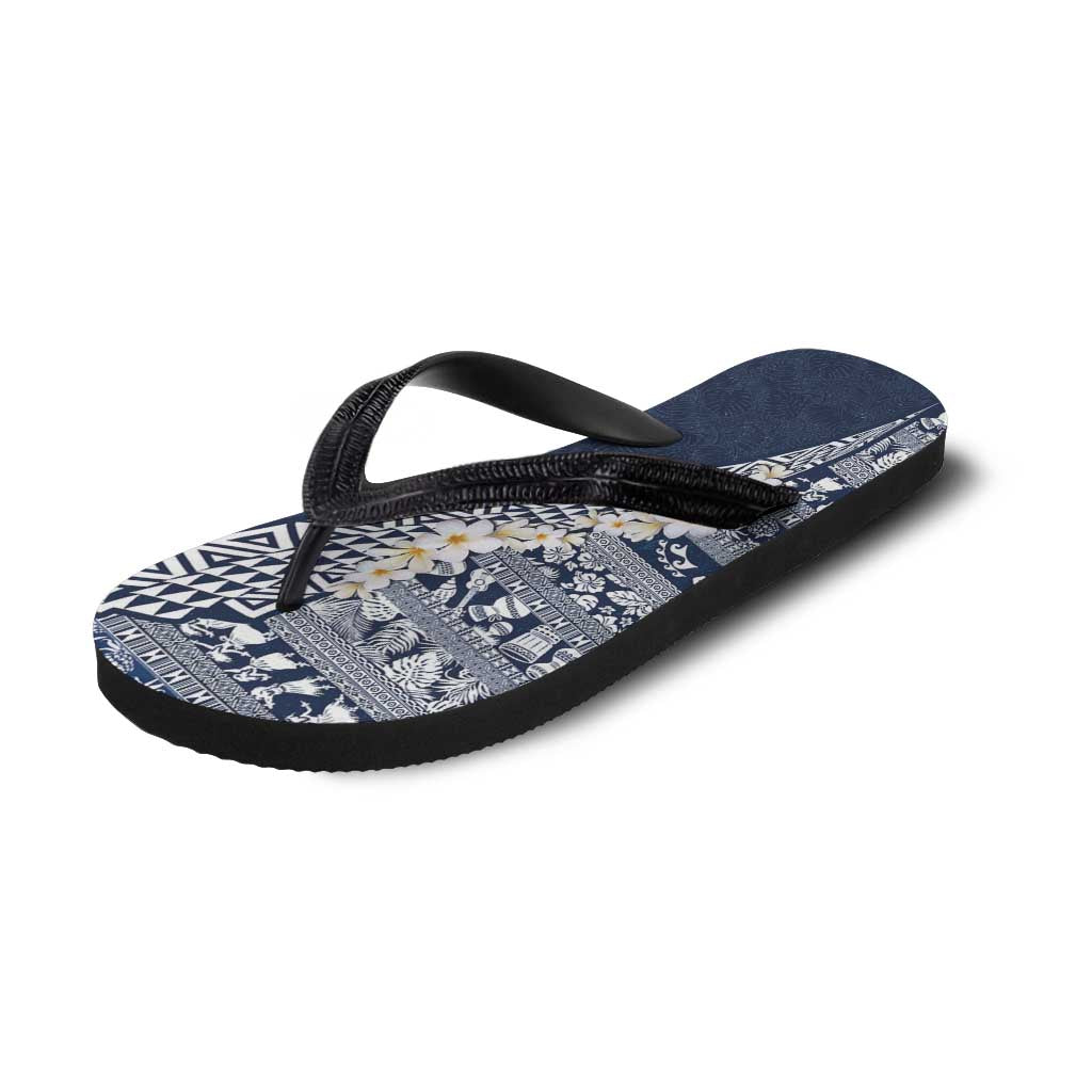Hawaii Plumeria Tribal Vintage Flip Flops Special Blue LT03 - Polynesian Pride