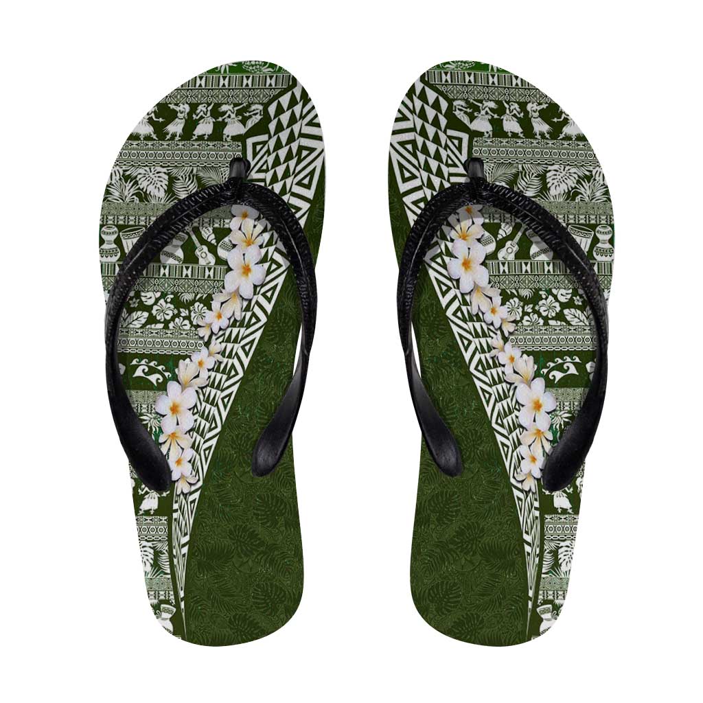 Hawaii Plumeria Tribal Vintage Flip Flops Special Green LT03 Green - Polynesian Pride