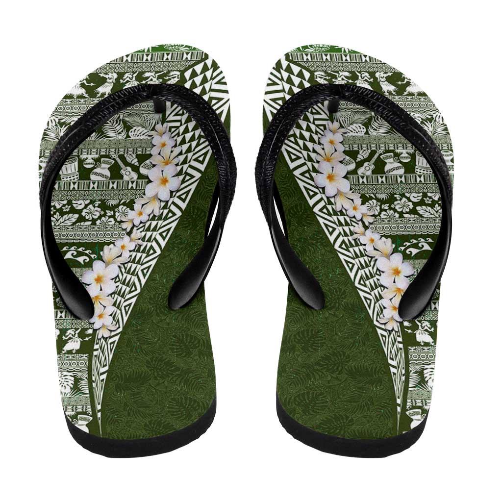 Hawaii Plumeria Tribal Vintage Flip Flops Special Green LT03 - Polynesian Pride