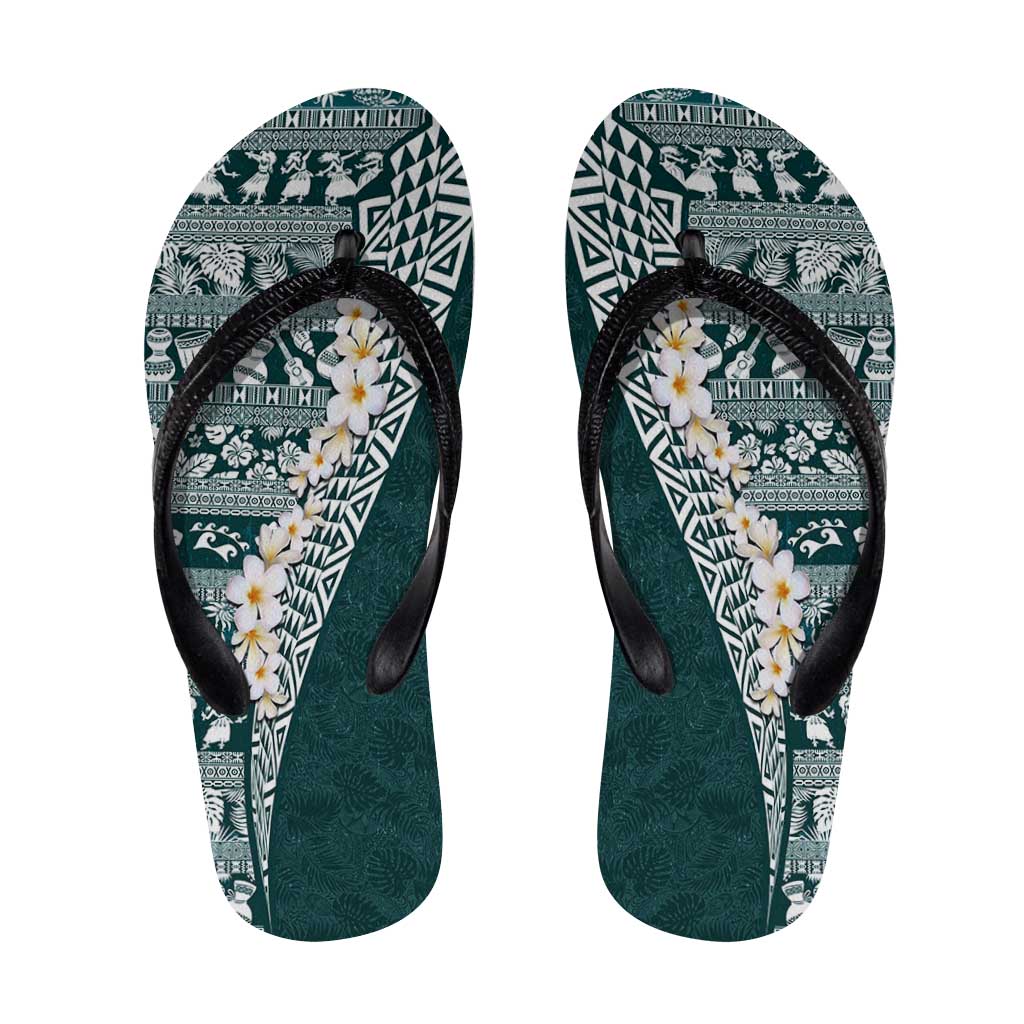 Hawaii Plumeria Tribal Vintage Flip Flops Special Turquoise LT03 Turquoise - Polynesian Pride
