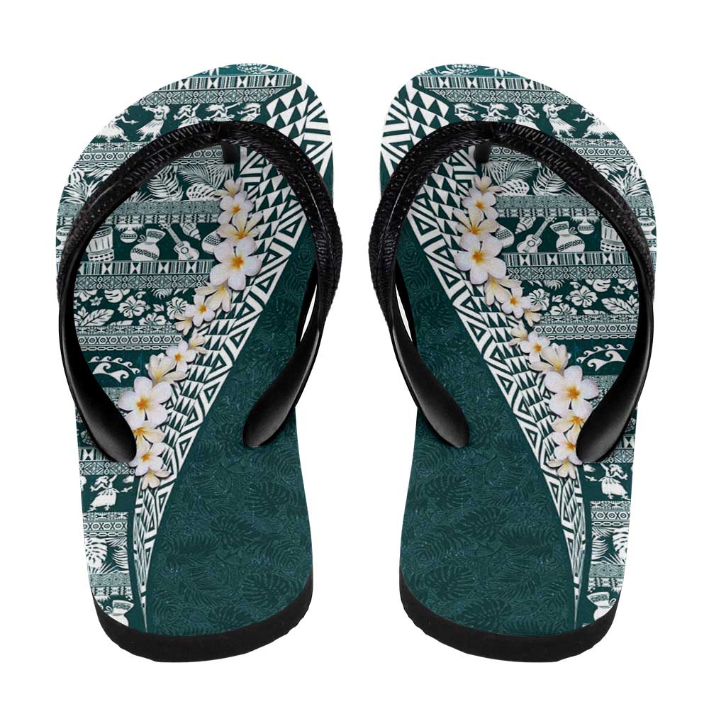 Hawaii Plumeria Tribal Vintage Flip Flops Special Turquoise LT03 - Polynesian Pride