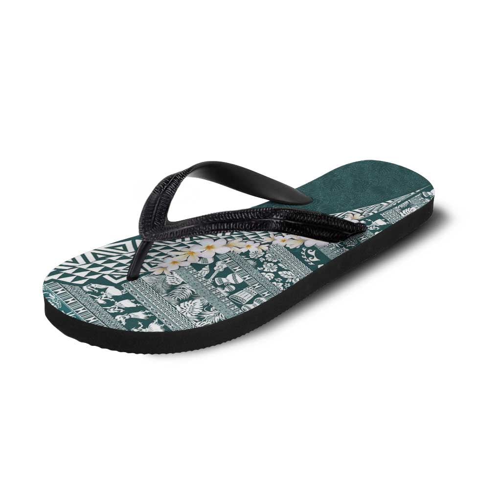 Hawaii Plumeria Tribal Vintage Flip Flops Special Turquoise LT03 - Polynesian Pride