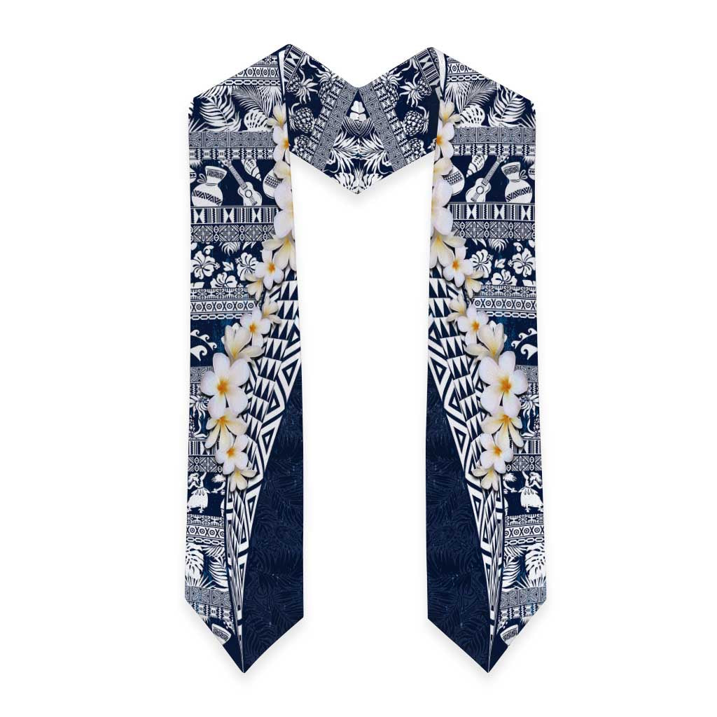 Hawaii Plumeria Tribal Vintage Graduation Stole Special Blue LT03 - Polynesian Pride