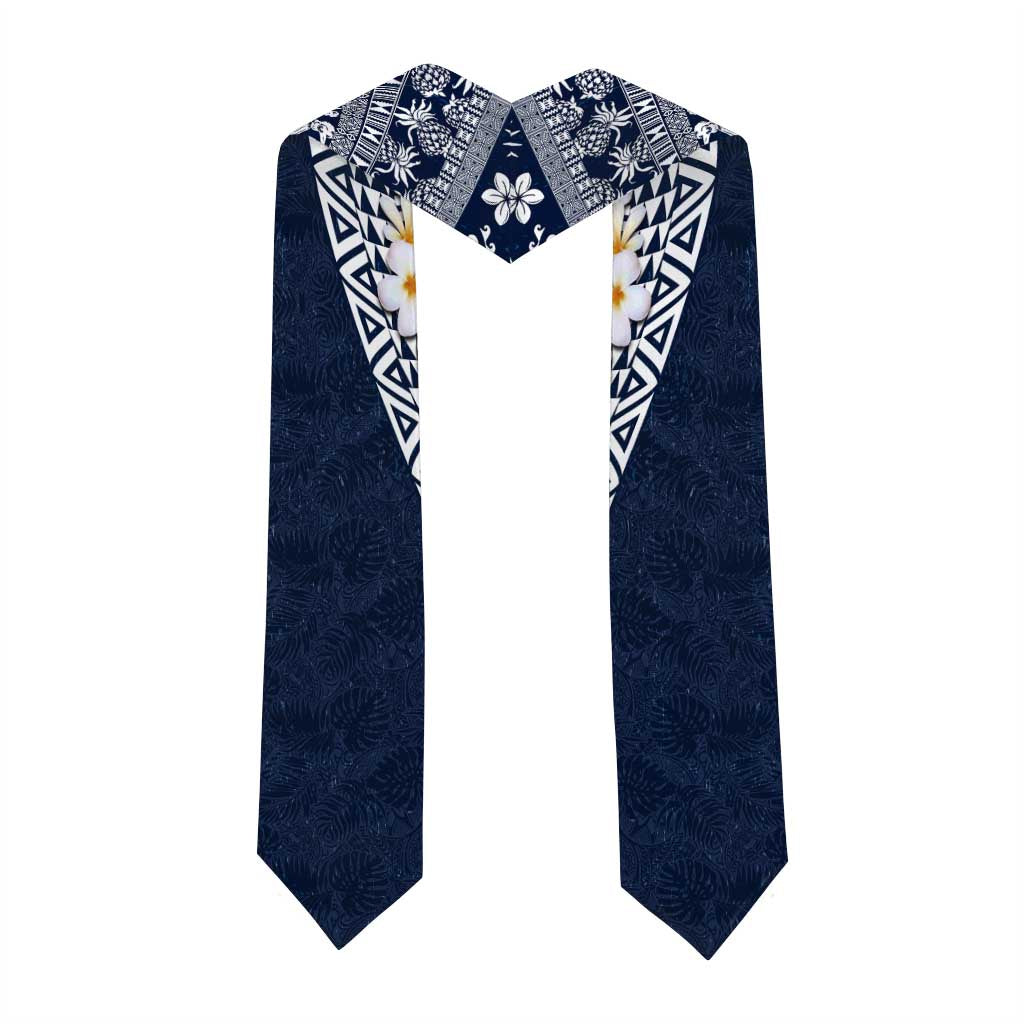 Hawaii Plumeria Tribal Vintage Graduation Stole Special Blue LT03 - Polynesian Pride