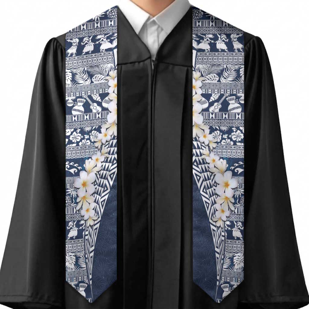 Hawaii Plumeria Tribal Vintage Graduation Stole Special Blue LT03 - Polynesian Pride