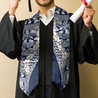 Hawaii Plumeria Tribal Vintage Graduation Stole Special Blue LT03 - Polynesian Pride