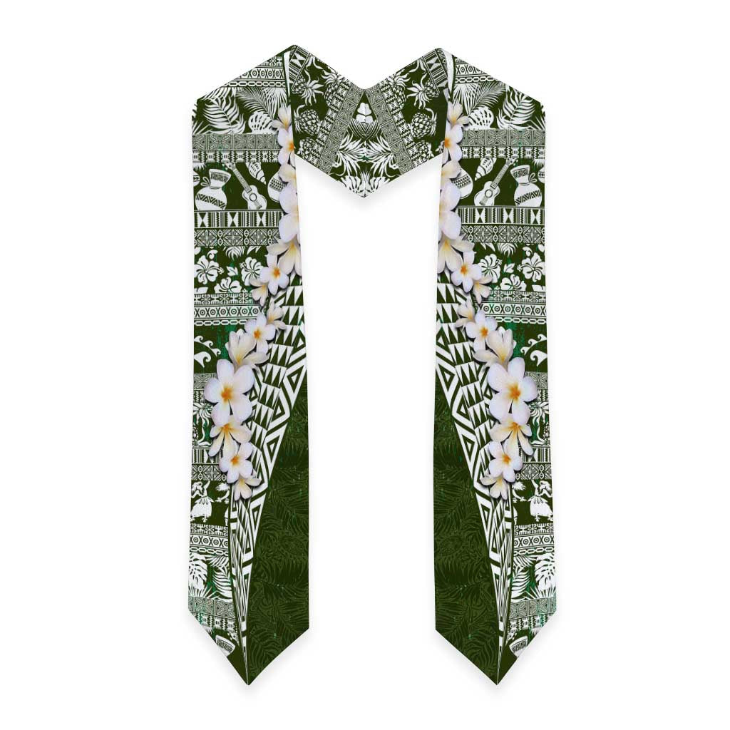 Hawaii Plumeria Tribal Vintage Graduation Stole Special Green LT03 - Polynesian Pride