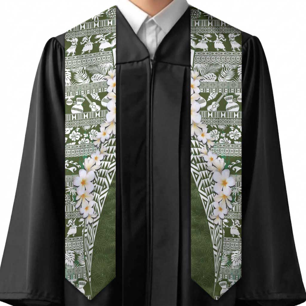 Hawaii Plumeria Tribal Vintage Graduation Stole Special Green LT03 - Polynesian Pride