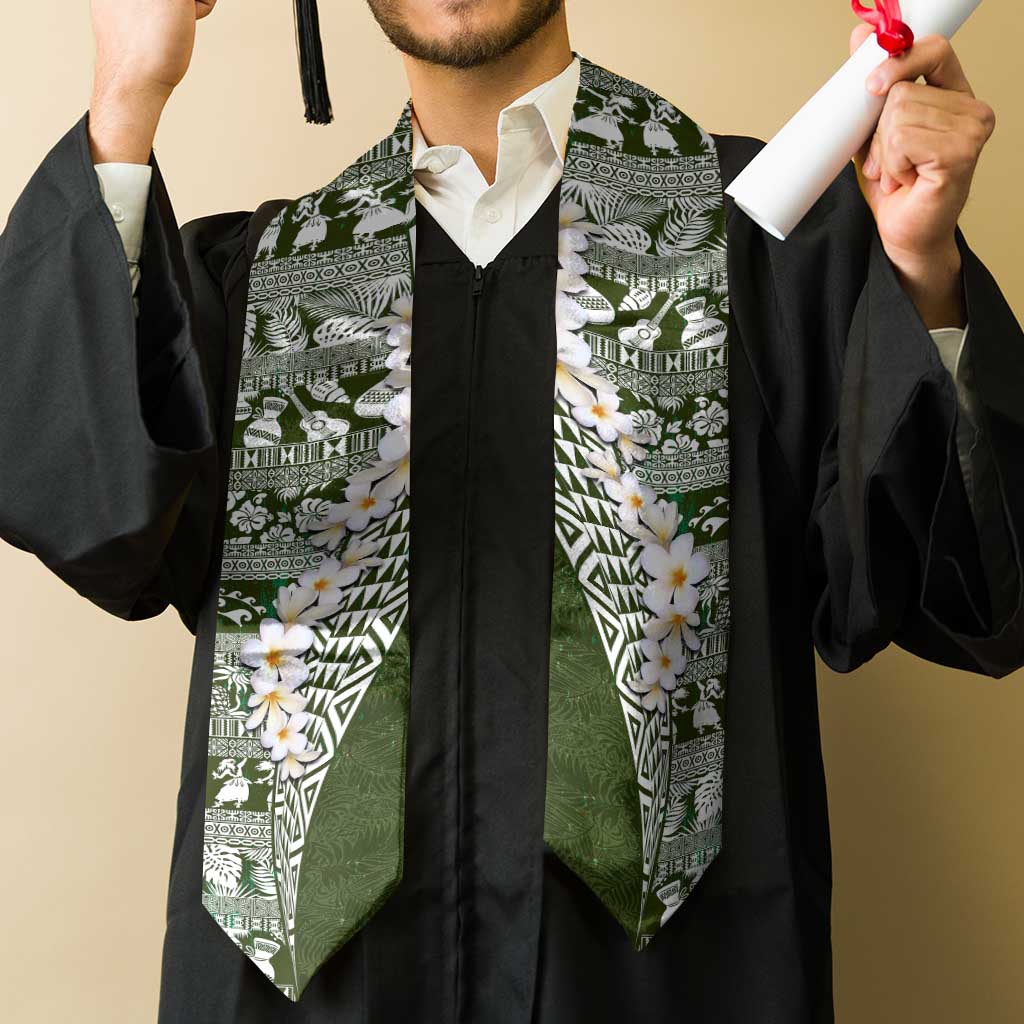 Hawaii Plumeria Tribal Vintage Graduation Stole Special Green LT03 - Polynesian Pride