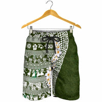 Hawaii Plumeria Tribal Vintage Shorts for Men Special Green LT03 - Polynesian Pride