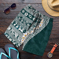 Hawaii Plumeria Tribal Vintage Shorts for Men Special Turquoise
