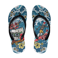 Hawaii Santa Skeleton Surfing Flip Flops Mele Kalikimaka i Iulai!