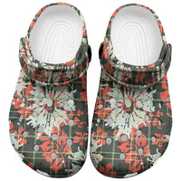 Hawaii Tartan With Hibiscus Clogs Shoes Polynesian Pattern Vintage