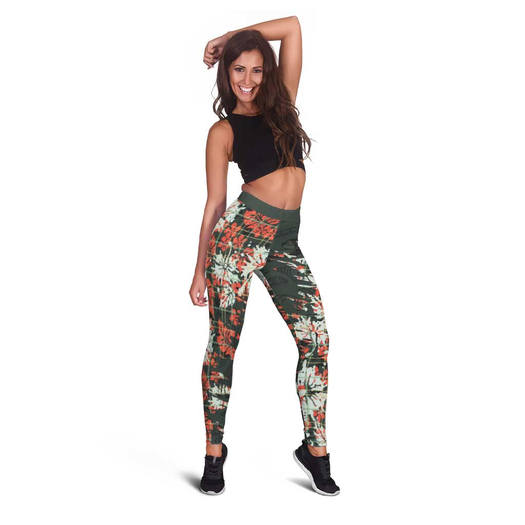 Hawaii Tartan With Hibiscus Leggings Polynesian Pattern Vintage LT9 - Polynesian Pride