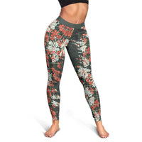 Hawaii Tartan With Hibiscus Leggings Polynesian Pattern Vintage LT9 - Polynesian Pride