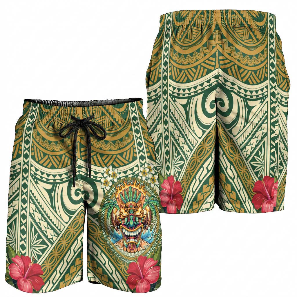 Hawaii Tiki Mask Shorts for Men Mele Kalikimaka i Iulai! LT9 - Polynesian Pride