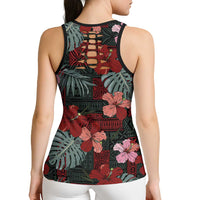 Hawaii Tiki Surfing Hollow Tank Top Mele Kalikimaka i Iulai!