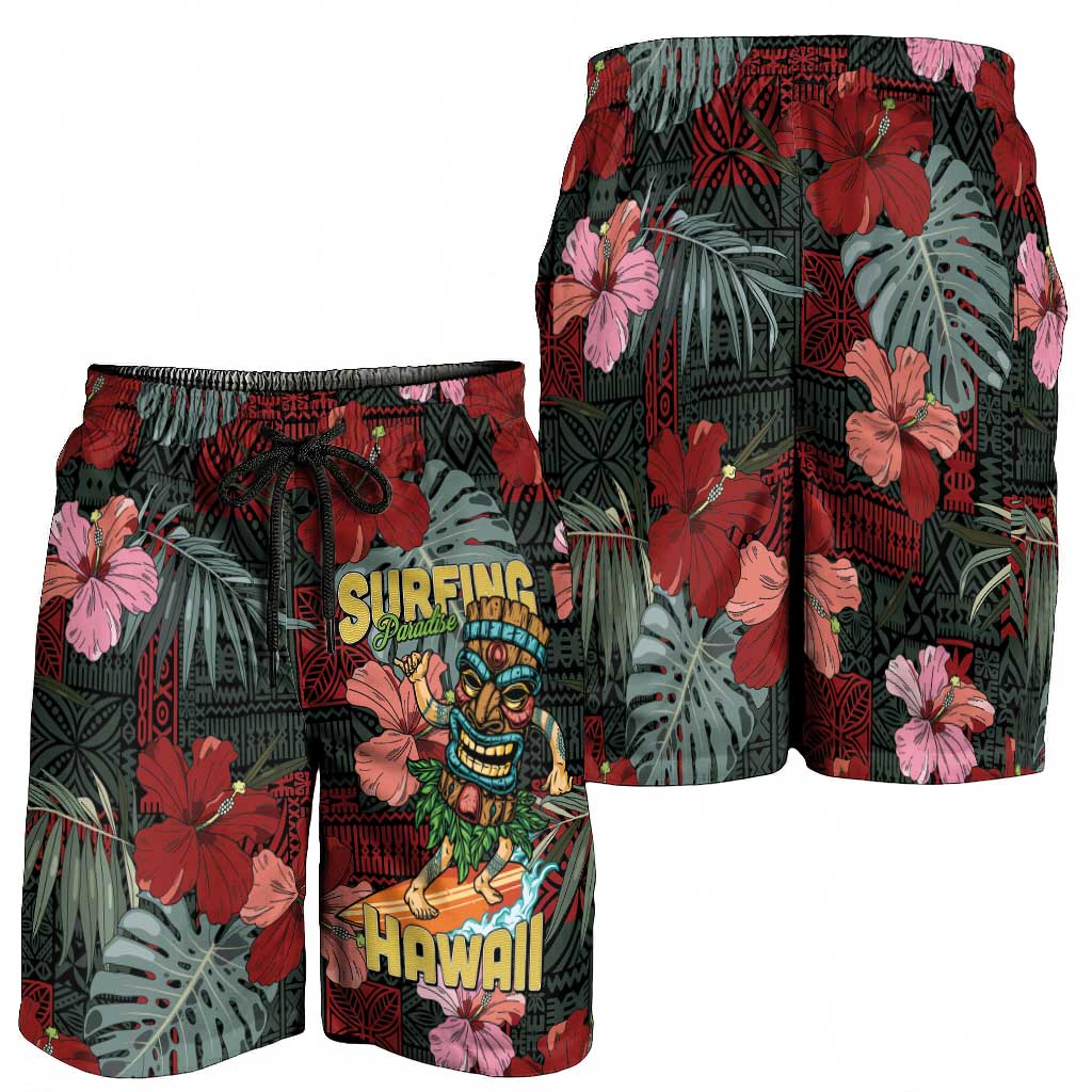Hawaii Tiki Surfing Shorts for Men Mele Kalikimaka i Iulai!