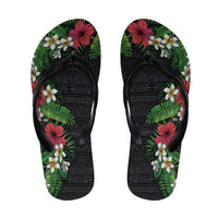 Hawaii Tropical Flowers and Leaves Flip Flops Tapa Pattern Colorful Mode LT03 Multicolor - Polynesian Pride