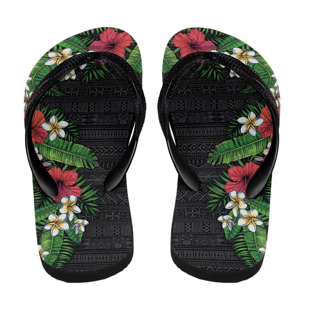 Hawaii Tropical Flowers and Leaves Flip Flops Tapa Pattern Colorful Mode LT03 - Polynesian Pride