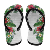 Hawaii Tropical Flowers and Leaves Flip Flops Tapa Pattern White Mode LT03 - Polynesian Pride