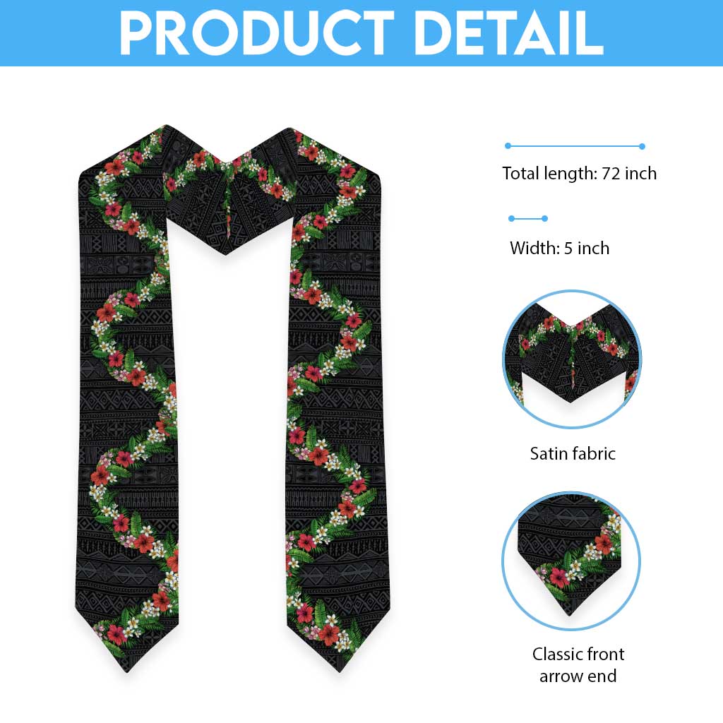 Hawaii Tropical Flowers and Leaves Graduation Stole Tapa Pattern Colorful Mode LT03 - Polynesian Pride