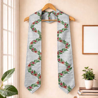 Hawaii Tropical Flowers and Leaves Graduation Stole Tapa Pattern White Mode