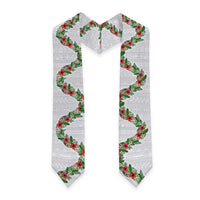 Hawaii Tropical Flowers and Leaves Graduation Stole Tapa Pattern White Mode