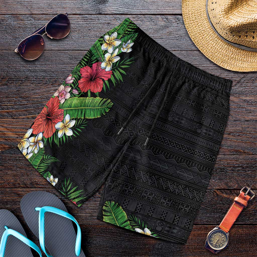Hawaii Tropical Flowers and Leaves Shorts for Men Tapa Pattern Colorful Mode LT03 Multicolor - Polynesian Pride