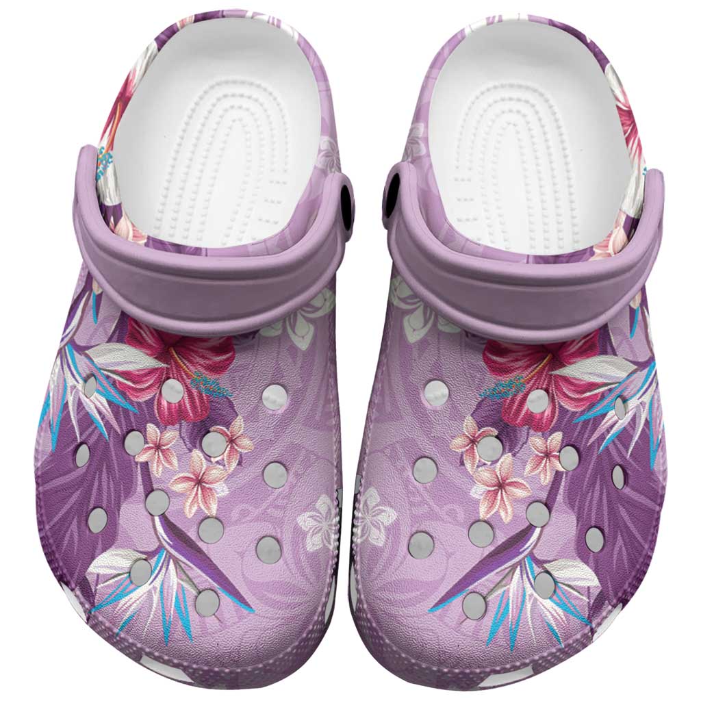 Hawaii Tropical Flowers Clogs Shoes Polynesian Tattoo Lavender LT05 Lavender - Polynesian Pride