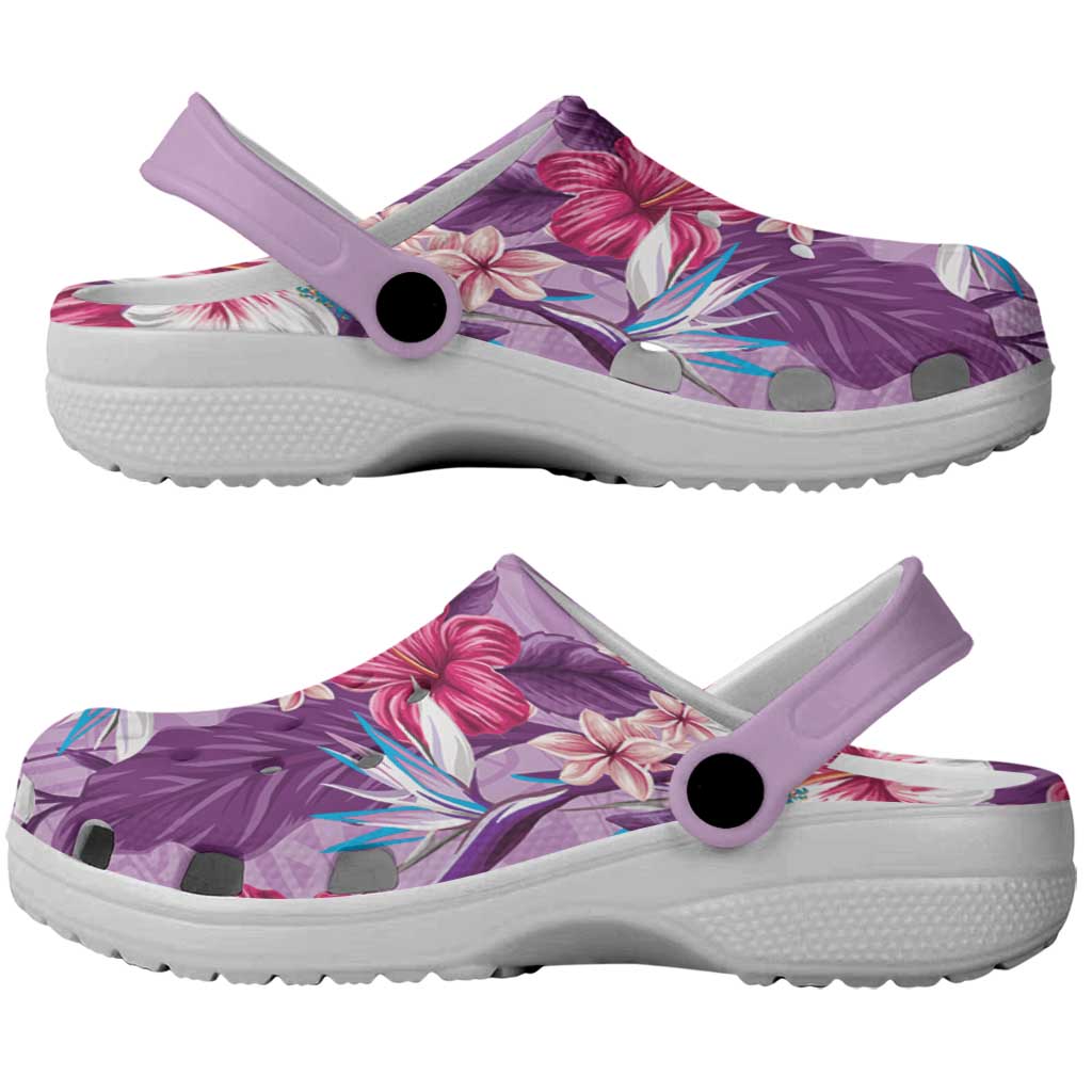 Hawaii Tropical Flowers Clogs Shoes Polynesian Tattoo Lavender LT05 - Polynesian Pride