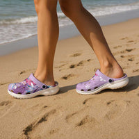 Hawaii Tropical Flowers Clogs Shoes Polynesian Tattoo Lavender LT05 - Polynesian Pride