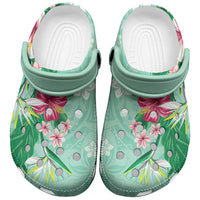 Hawaii Tropical Flowers Clogs Shoes Polynesian Tattoo Mint Green