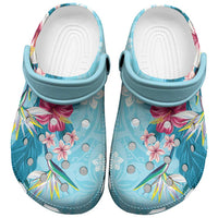 Hawaii Tropical Flowers Clogs Shoes Polynesian Tattoo Sky Blue LT05 Blue - Polynesian Pride
