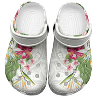 Hawaii Tropical Flowers Clogs Shoes Polynesian Tattoo White LT05 White - Polynesian Pride