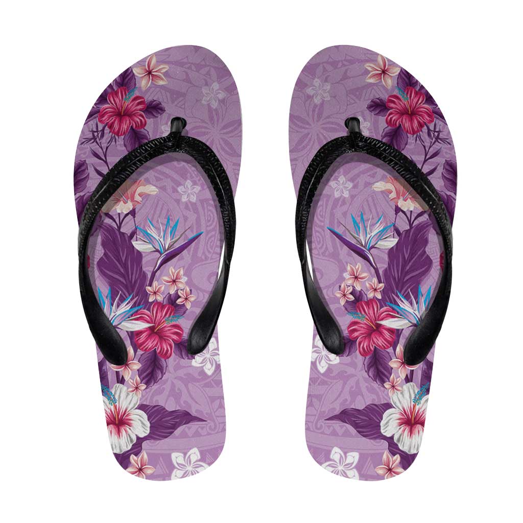 Hawaii Tropical Flowers Flip Flops Polynesian Tattoo Lavender LT05 Lavender - Polynesian Pride