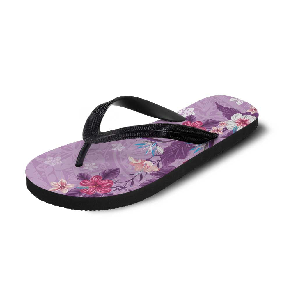 Hawaii Tropical Flowers Flip Flops Polynesian Tattoo Lavender LT05 - Polynesian Pride