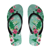 Hawaii Tropical Flowers Flip Flops Polynesian Tattoo Mint Green LT05 Green - Polynesian Pride