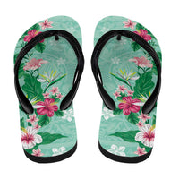 Hawaii Tropical Flowers Flip Flops Polynesian Tattoo Mint Green LT05 - Polynesian Pride