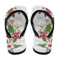 Hawaii Tropical Flowers Flip Flops Polynesian Tattoo White LT05 - Polynesian Pride