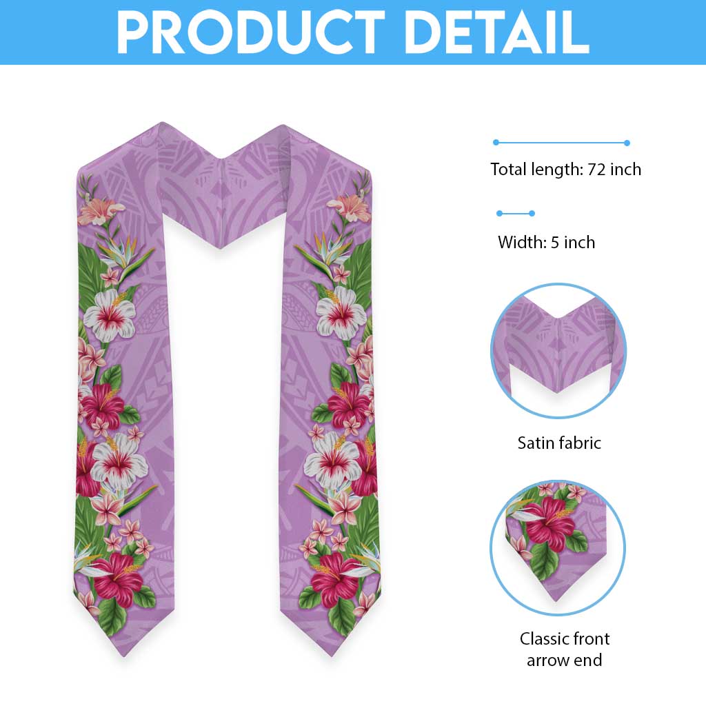 Hawaii Tropical Flowers Graduation Stole Lavender Polynesian Tattoo Art LT05 - Polynesian Pride