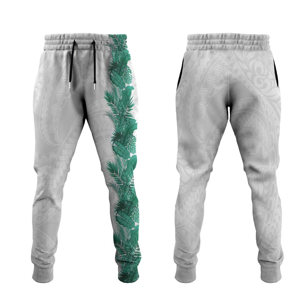 Hawaii Tropical Leaves Jogger Pants Polynesian Pattern LT01 White - Polynesian Pride