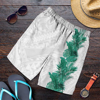 Hawaii Tropical Leaves Shorts for Men Polynesian Pattern LT01 White - Polynesian Pride