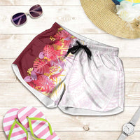 Hawaii Tropical Plant Akala Shorts for Women Vibrant Polynesian Pattern LT01 Pink - Polynesian Pride