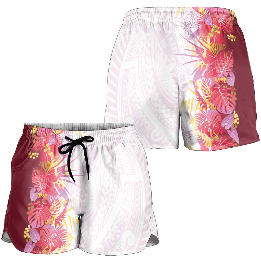 Hawaii Tropical Plant Akala Shorts for Women Vibrant Polynesian Pattern LT01 - Polynesian Pride