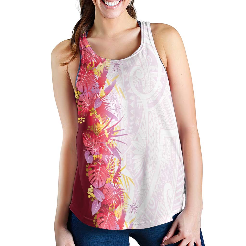 Hawaii Tropical Plant Akala Women Racerback Tank Vibrant Polynesian Pattern LT01 - Polynesian Pride
