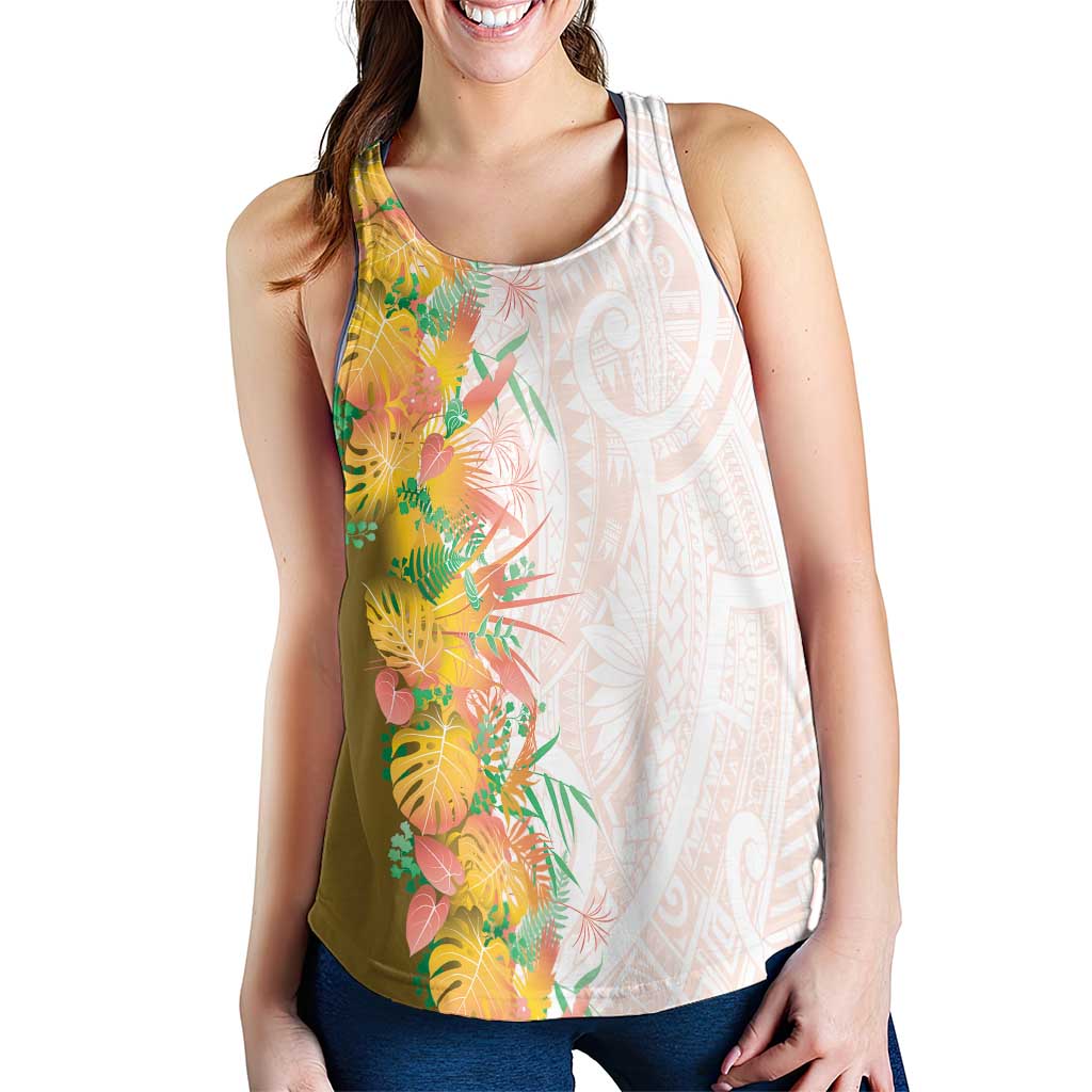 Hawaii Tropical Plant Lenalena Women Racerback Tank Vibrant Polynesian Pattern LT01 - Polynesian Pride