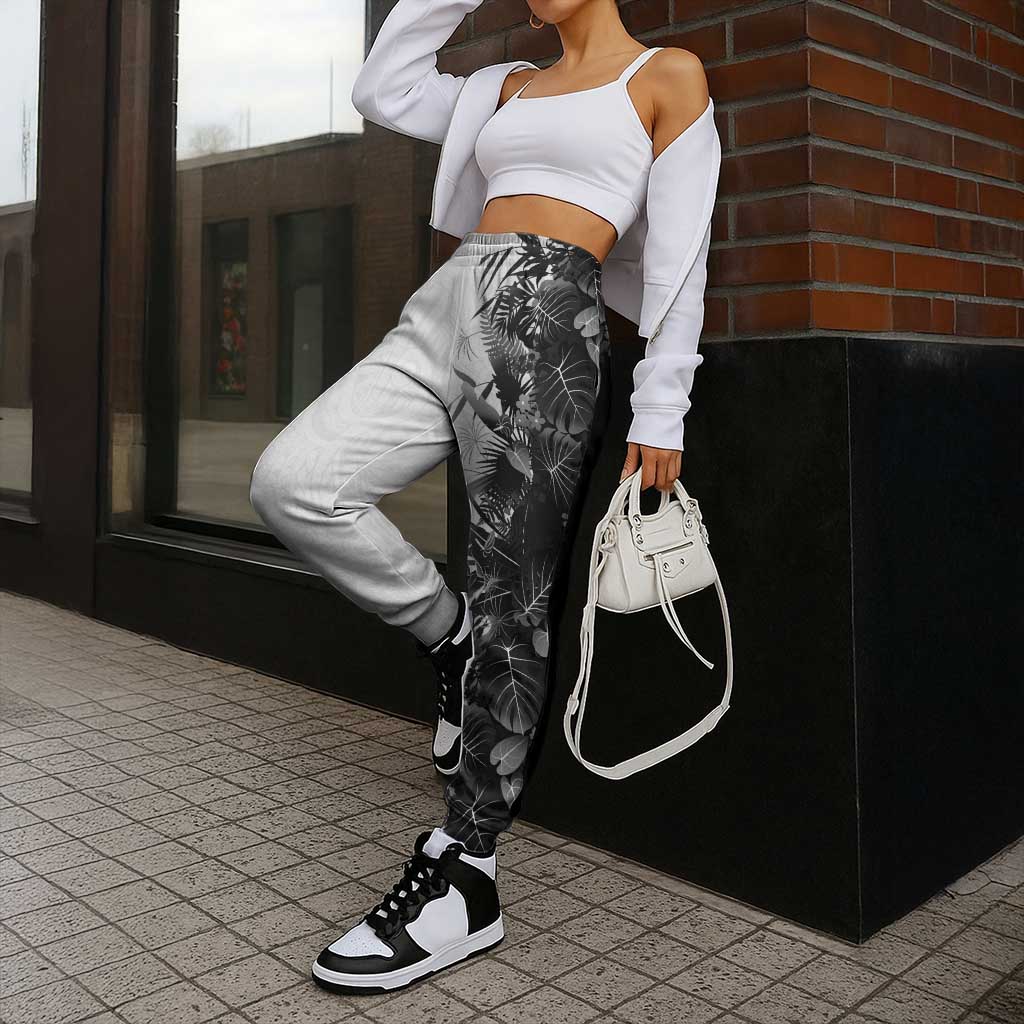 Hawaii Tropical Plant Monochrome Jogger Pants Vibrant Polynesian Pattern LT01 - Polynesian Pride