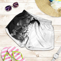 Hawaii Tropical Plant Monochrome Shorts for Women Vibrant Polynesian Pattern LT01 Black - Polynesian Pride