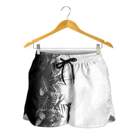 Hawaii Tropical Plant Monochrome Shorts for Women Vibrant Polynesian Pattern LT01 - Polynesian Pride